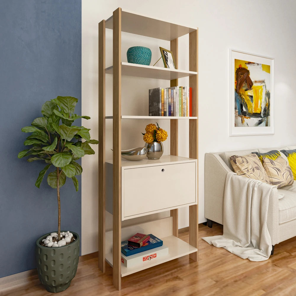 Estante para Livros Match 1 Porta 3 Prateleiras Pinho/Preto - Artely