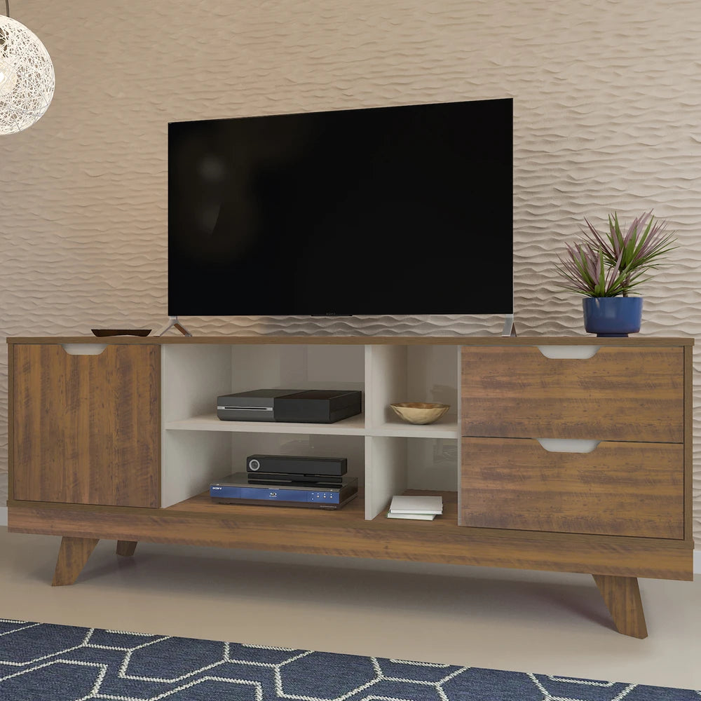 Rack para TV Até 60 Polegadas Michigan 1 Porta 2 Gavetas Off White/Carvalho - Artely