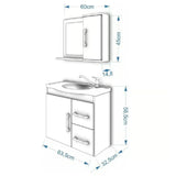 Gabinete 56x63,5cm Kit Armário Com Espelho Vix Amêndoa Mgm