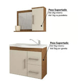 Gabinete 56x63,5cm Kit Armário Com Espelho Vix Amêndoa Mgm