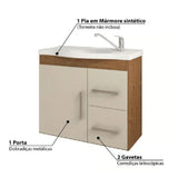 Gabinete 56x63,5cm Kit Armário Com Espelho Vix Amêndoa Mgm