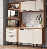 Cozinha Compacta Sophia 7 Portas 2 Gavetas Freijó/Off White - Irm Móveis