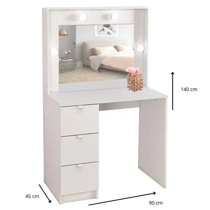 Penteadeira Camarim com Espelho 3 Gavetas Los Angeles Branco - Móveis Menezes