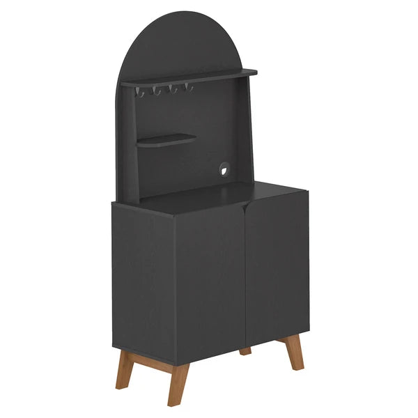 Balcão Buffet Bali 2 Portas 3 Prateleiras Preto - Artely Móveis