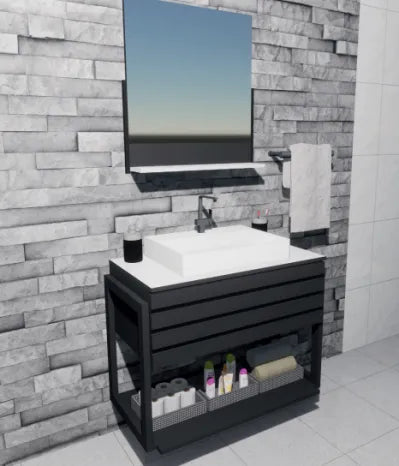 Conjunto banheiro Sevilha c/ vidro 80cm