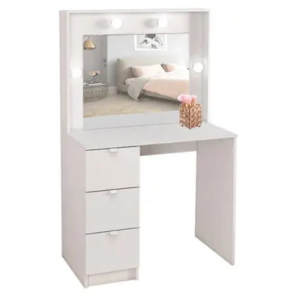 Penteadeira Camarim com Espelho 3 Gavetas Los Angeles Branco - Móveis Menezes
