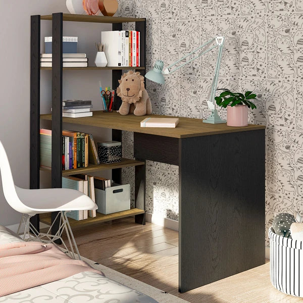 Mesa Escrivaninha Match 3 Prateleiras Off White/Carvalho - Artely