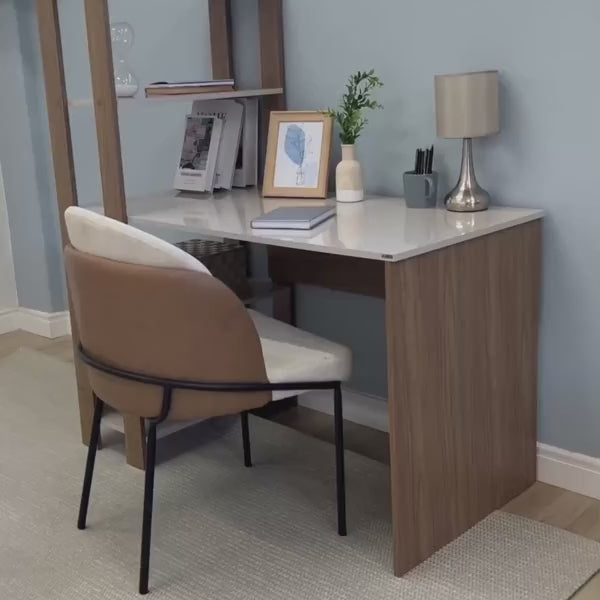 Mesa Escrivaninha Match 3 Prateleiras Off White/Carvalho - Artely