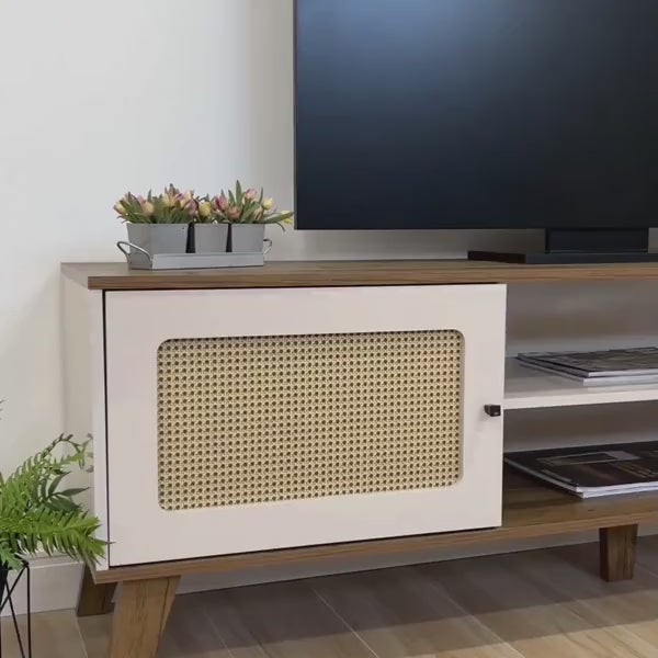 Rack para TV Até 75 Polegadas Charlotte 2 Portas Cinamomo/Off White - Artely Móveis