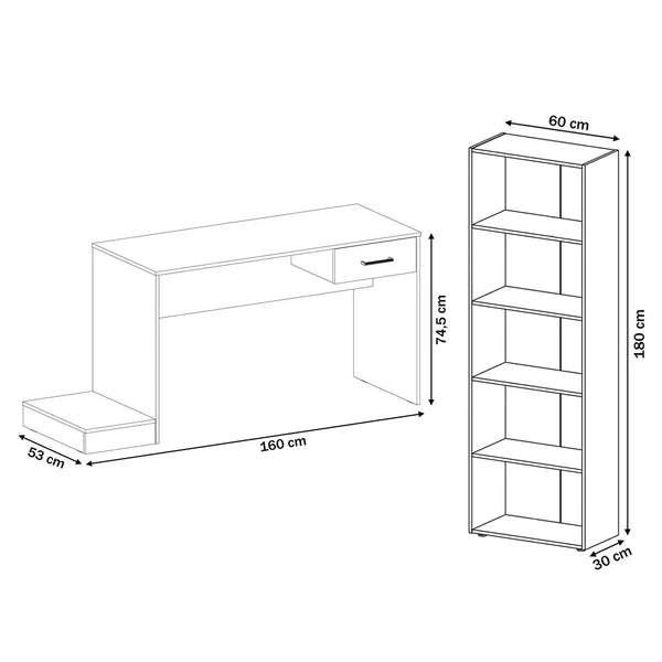 Quarto Gamer 2 Peças com 1 Mesa Gamer, 1 Estante Preto/Vermelho - Artely Móveis
