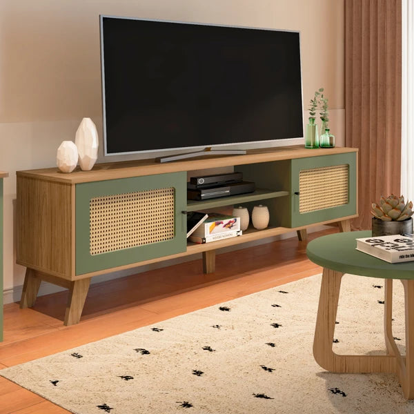 Rack para TV Até 75 Polegadas Charlotte 2 Portas Cinamomo/Off White - Artely Móveis