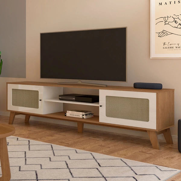 Rack para TV Até 75 Polegadas Charlotte 2 Portas Cinamomo/Off White - Artely Móveis